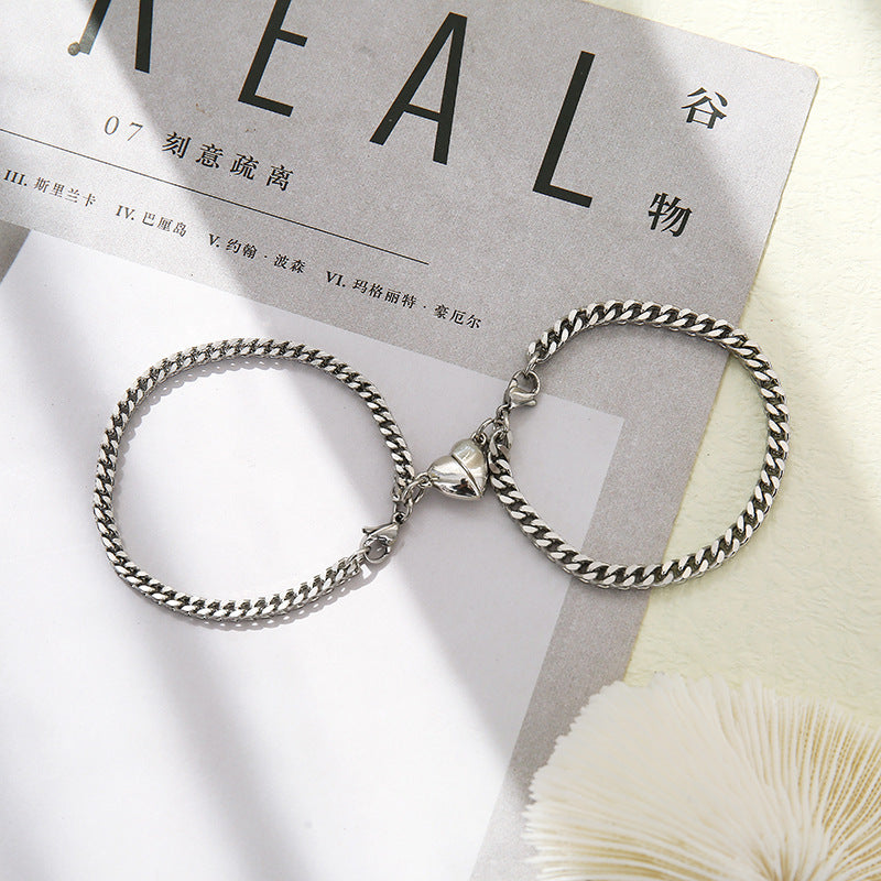 Stainless Steel Love Magnet Couple Bracelet